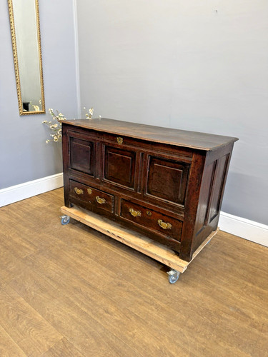 18thc large antique oak coffer - large,