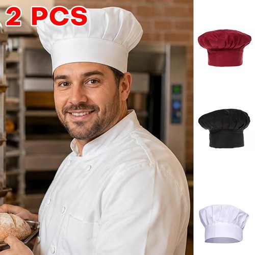 2pc white chef hat adjustable - chef,