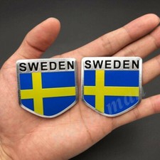2x Aluminum Sweden Flag Car