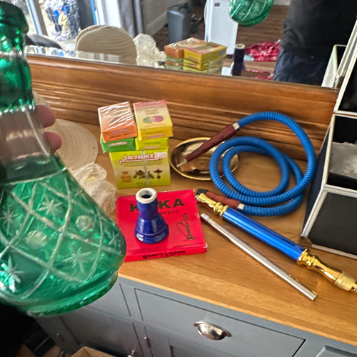 Green glass hookah shisha base - green,