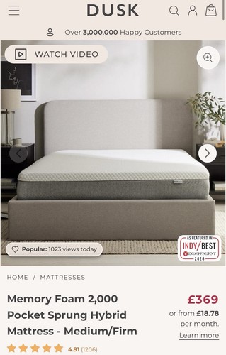 Dusk memory foam 2000 pocket - foam,