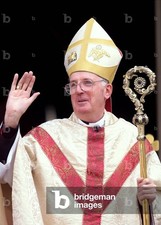 WATERFORD LISMORE SHIPS DECANTER & silver label from Archbishop of Westminster?