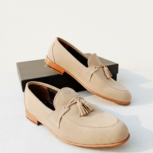Men beige suede - men’s, tassel