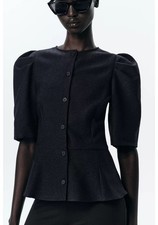 New Zara , Puff Sleeve Peplum