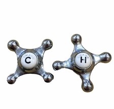 VTG Crane Hot Cold Cross Handle Set for Antique Victorian Deco Faucet Sink Tub