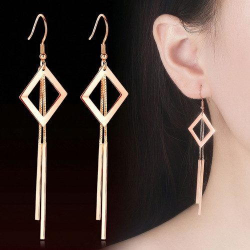 Womens rose gold drop - gold, dangle