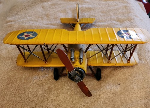 Retro metal biplane model - biplane,