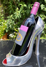 Wild Eye Designs Stiletto High Heel Shoe Wine Bottle Holder polished aluminium