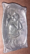 ANTIQUE ROBERT COAN ALUMINIUM SAND CAST BOWL Sleeping Women 1903 RARE