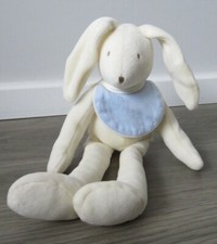 MOULIN ROTY LA GRANDE FAMILLE BABY BLUE BIB BUNNY RABBIT COMFORTER SOFT TOY RARE