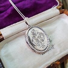 Vintage 925 Sterling Silver Necklace, Vintage Oval Locket, Retro Floral, 1981