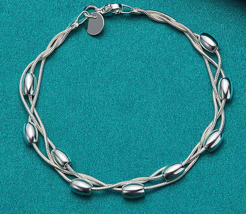 Silver bead bracelet 20cm - silver,