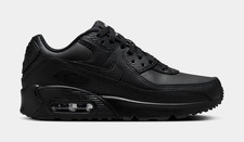 Nike Air Max 90 Black Leather Boys Shoes Trainers UK Size 3 - 5.5    HF6358 001