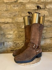 Joe Sanchez Mens Leather Suede Brown Cowboy Boots Harness UK 8 EU 42 Western