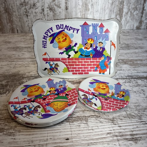 Vintage humpty dumpty tin tea - humpty,