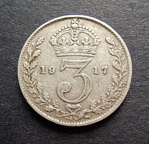 1917 silver threepence king - 1917,