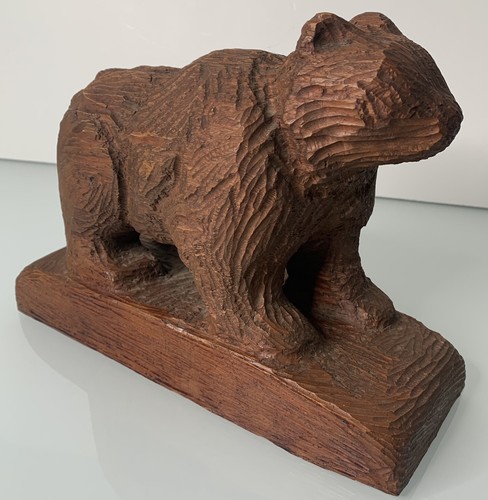 Carved wooden bear figurine - carved,