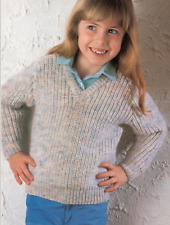 Girls Fisherman's Rib Sweater DK Easy Knitting Pattern 22-28 Raglan sleeve 1409
