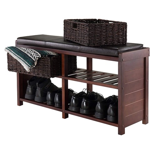 Entryway bench cushion shoe - bench,