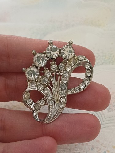 Vintage brooch 50s silver tone - brooch,