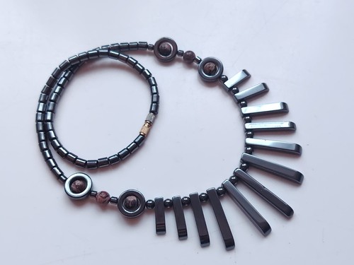 Dark tone hematite - tone, necklace