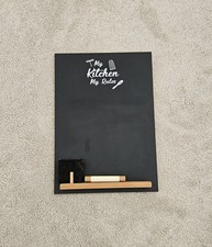 Kitchen Decor Chalk Board My Rules Small Blackboard Message Sign Wooden Hanging