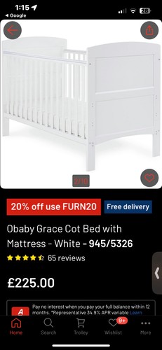 Cot bed - cot,