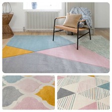 Pink Abstract Rug Geometric
