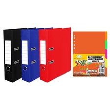A4 5 Parts Neon Subject Dividers with A4 Lever Arch File Office School Filing