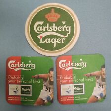 3 Carlsberg Beer Mats Man Shed Beer Garden Bar used mermaid Copenhagen