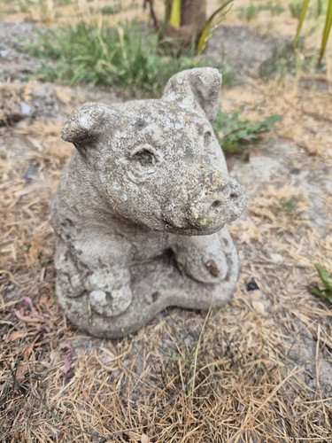 Vintage cast stone - cast, piglet