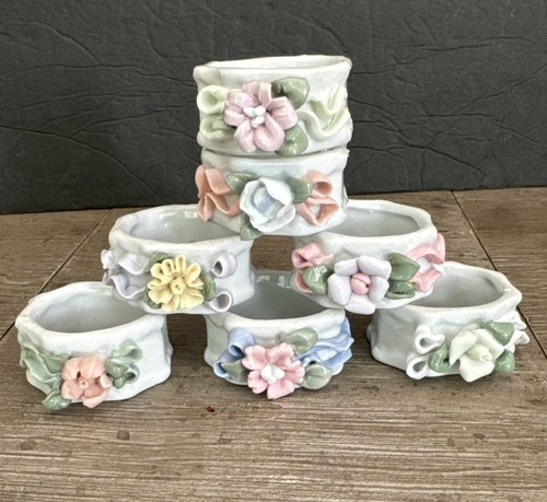 Vtg floral napkin ceramic - 7,