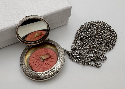 Solid silver compact pendant - compact,