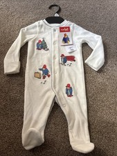 F&F Paddington Bear Christmas Ivory Sleepsuit Up To 3 Months