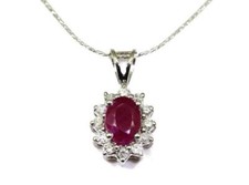 1.14ct Ruby & Diamond Necklace in 18K & 14K White Gold