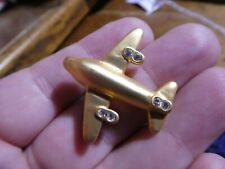 Lovely Goldtone Matt Aeroplane / plane brooch, with small diamantes.