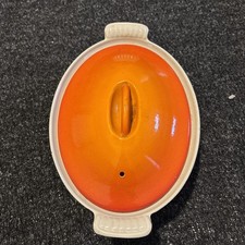 Le Creuset Oval Cast Iron Casserole Dish Volcanic Orange With Lid 22 Vintage 