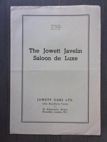 Jowett javelin 2 litre - javelin, 1/2