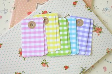 Pastel Gingham Rounded tags 20pc wedding wishing tree craft gift jar tag labels