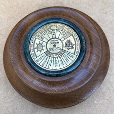 Vintage 40 Year Desk Top Perpetual Calendar ( 1996-2035) Wooden Base -Brass Face