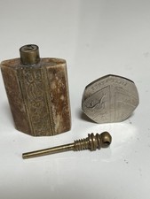 Vintage/ Collectible Bone and Brass Snuff / Perfume Bottle with Stopper and Box