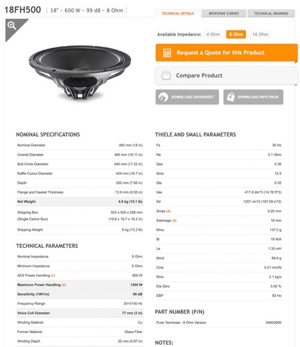 Faital pro 18fh500 - 18fh500, bass