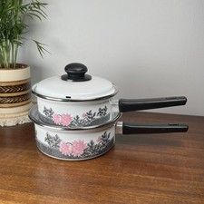 Vintage Enamel Pans With Lid