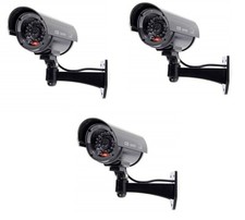 2 X Dummy Outdoor Indoor Fake Imitation CCTV Security Camera W/Blinking Black