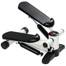 SPORTNOW Mini Stepper Machine with LCD Monitor, Non-Slip Pedals, White