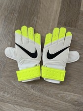 Nike GK JR match yellow & white goalkeeper gloves, used with a few marks