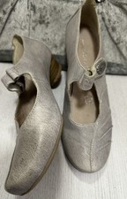 Remonte Dorndorf Grey Mary Jane Shoes Size 5.5 UK Leather Low Block Heel