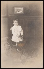 Handsome Boy in Antique Pedal Car, Eagle, Wisconsin, Real Photo Postcard, RPPC