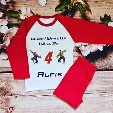 Personalised Boys Pyjamas Superhero Party Birthday Pjs Dinosaur Wwe Spiderman...