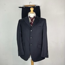 Ted Baker Global 2 Piece Suit Men's Dark Blue 40S Jacket 34W 33L Trousers Stripe